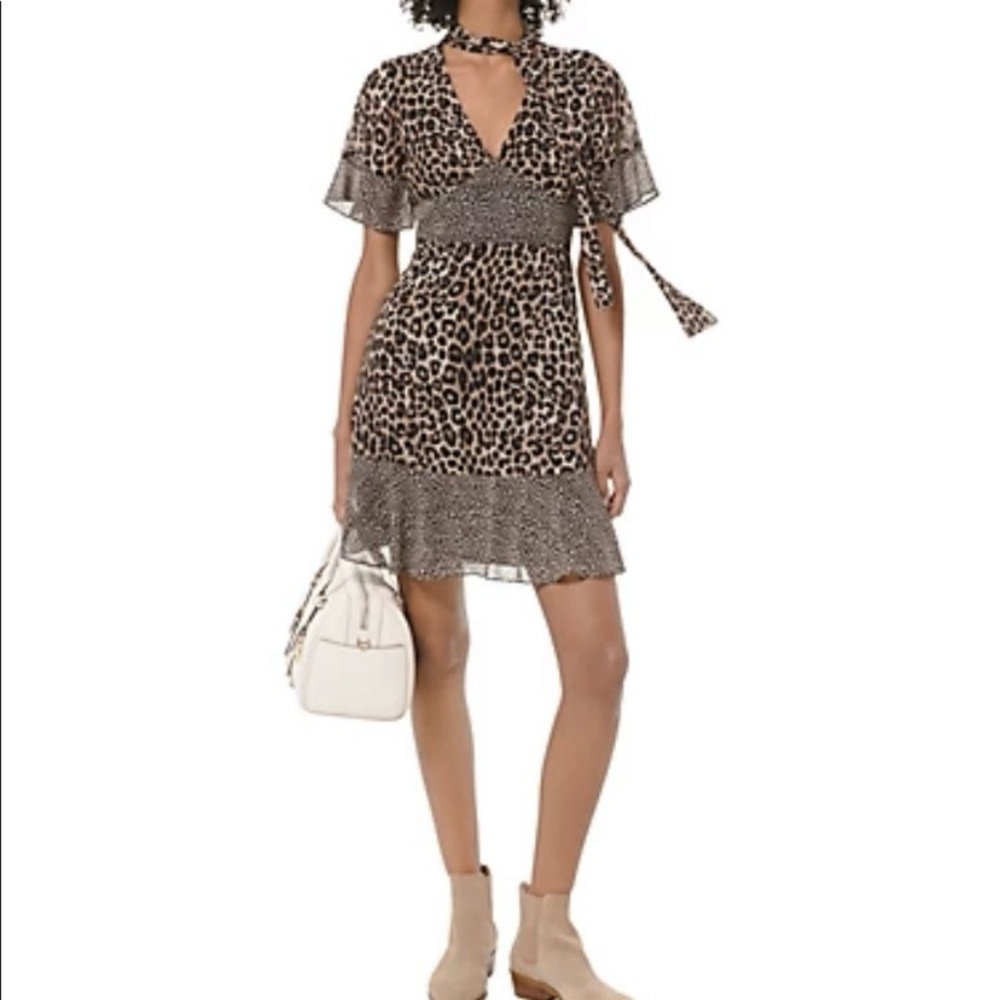 Michael Kors Cheetah Panther Leopard Animal Print Chiffon Dress